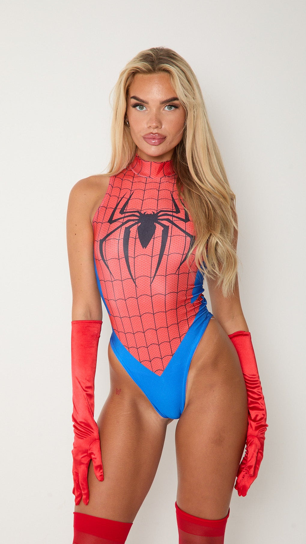 Sexy Spider Girl bodysuit costume with red stockings and gloves – Been That Witch UK