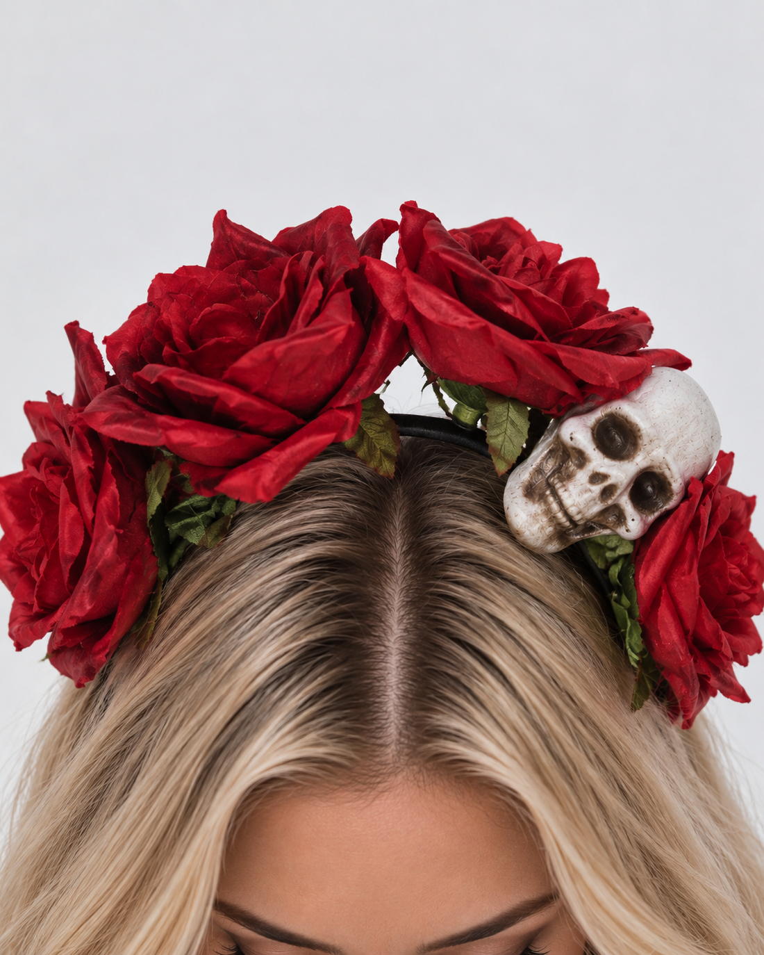 Red Rose & Skull Headband