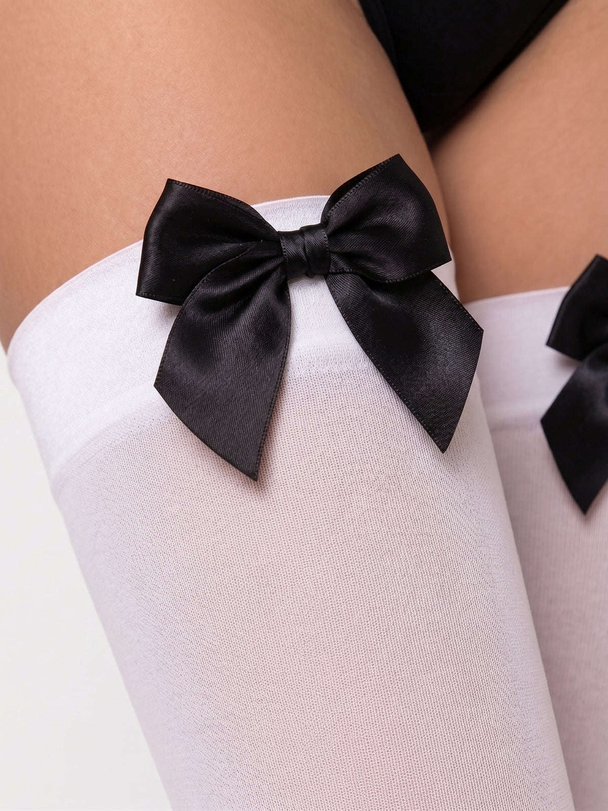 Black & White Bow Stockings