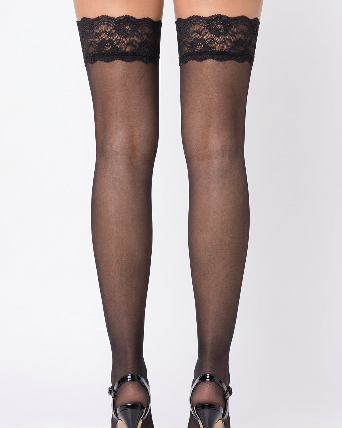 Black Lace Top Thigh High Stockings
