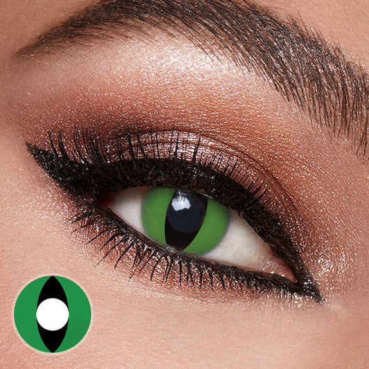 Green Raptor Cat Contact Lenses | Wicked Witch Vibes