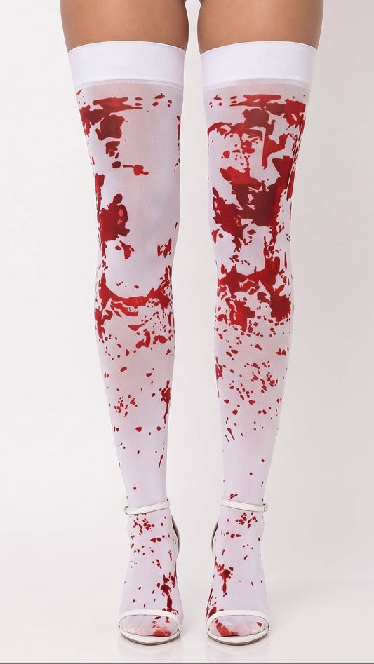 White Blood Splatter Stockings